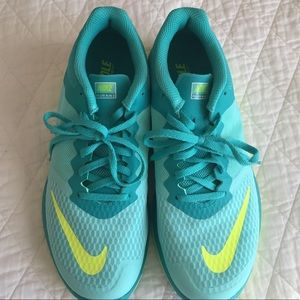 Ladies Nike running shoes, worn once! Great shape!